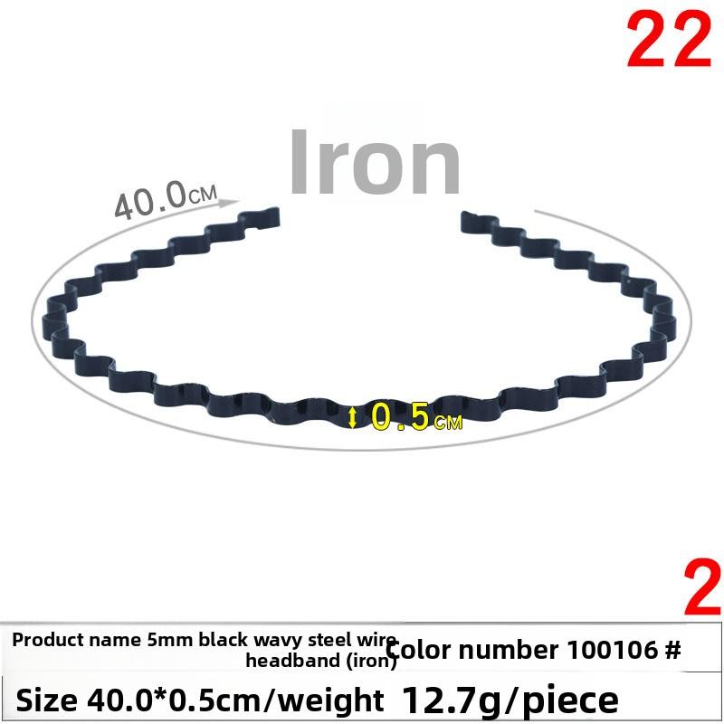 Black Facial Cleansing and Makeup Hair Band Instant Noodle Wavy Steel Wire Hair Band, Hair Clip