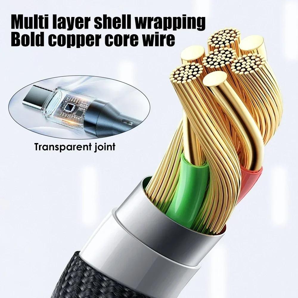 6A USB Type C Cable PD Cable Fast Charging 120W LED Digital Display Nylon Data Cord for iPhone Xiaomi Samsung USB C Charge Cable