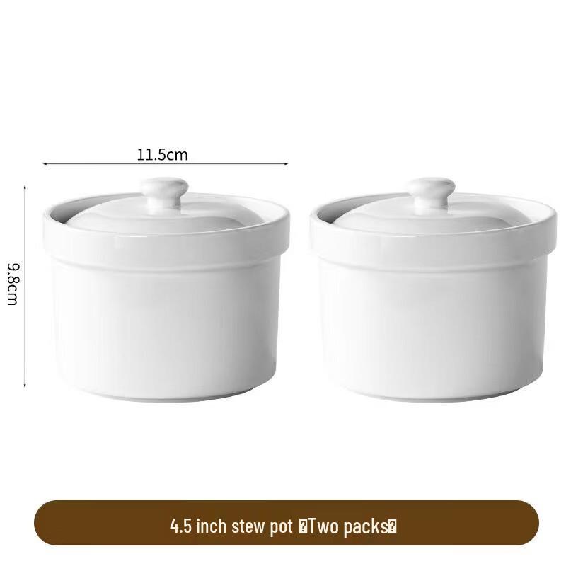 ZISIZ 4.5-inch Ceramic Double-Boiler Stew Cups with Lids (4-piece Set)