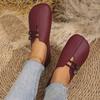 Spring soft leather, light mouth flat-soled single shoes for women, double buckle decorative comfortable commuter shoes, multi-color soft-soled beans