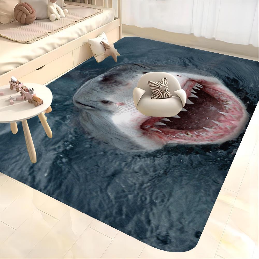 Funny Shark Floor Mat Non-Slip Laundry Room Mat Laundry Decor Balcony Child Living Room Bedside Mats