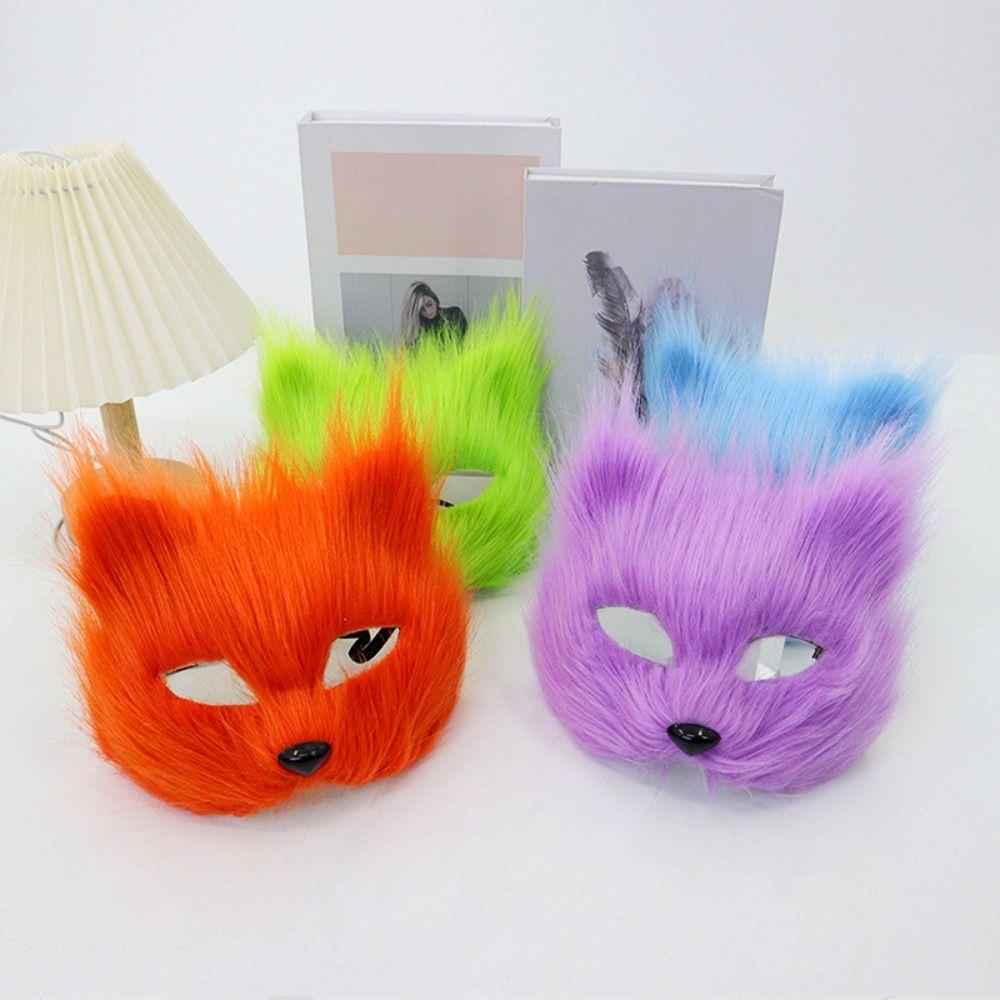 Animal Plush Cat Mask Realistic Masquerade Mask Halloween Plush Masks  Costume Party Supplies