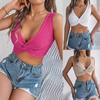 Spring and Summer Solid Color Knotted Midriff-baring Sweater Holiday Top