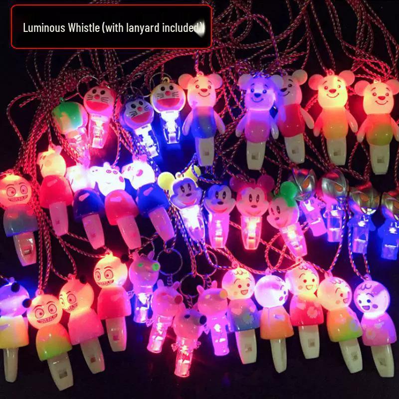 Glowing Cartoon Whistle with String for Kids - Popular Night Market Toy Gift