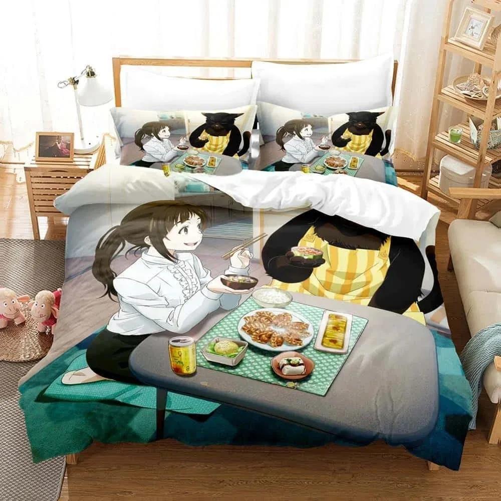 

3D Кавай Мастер-кот снова сегодня в депрессии Напечатанный постельный набор Пододеяльник Наволочка Комплект постельного белья Льняная простыня Покрывало 70x133cm 2pcs