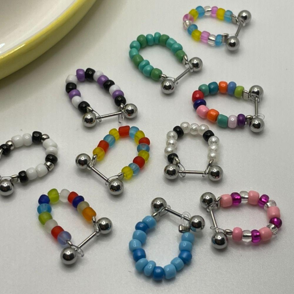 Design Sweet Girls Lovely Colorful Bead Women Jewelry Korean Style Earring Retro Ear Bone Stud