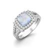6MM Cushion Natural Moonstone 925 Sterling Silver Solitaire with Accent Women Ring