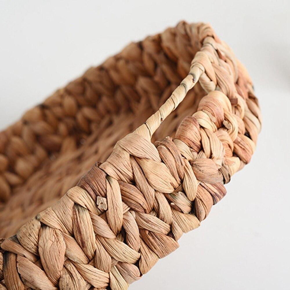 Natural Water Hyacinth Storage Baskets Round Basket Tray Fruit Tray Grass Weaving Storage Serving Trays With Handle