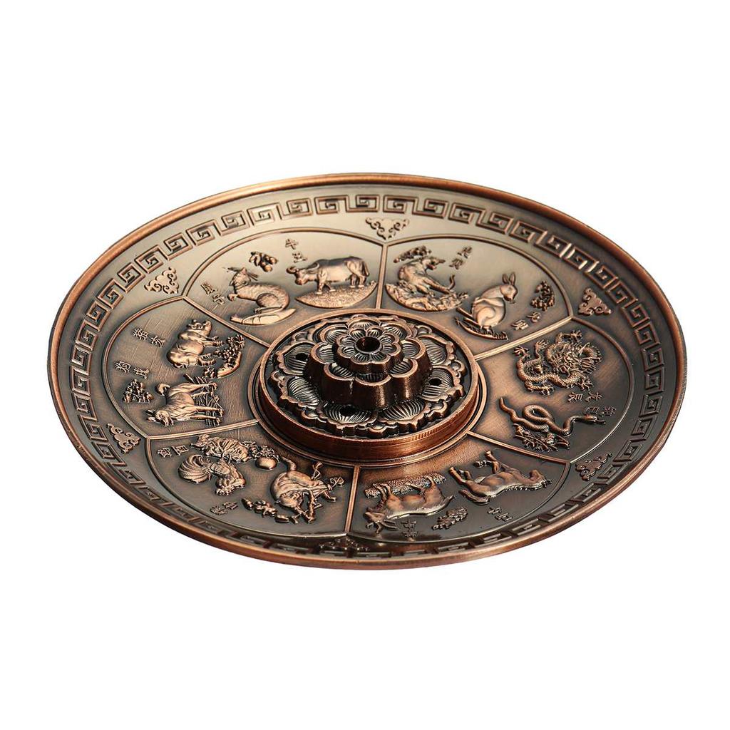 F Porte-encens Rétro Métal Dragon et Phénix Brûleurs d'encens Lotus pour Bâtonnets d'encens Cône Encensoir Assiette Bouddhisme Décoration de Maison