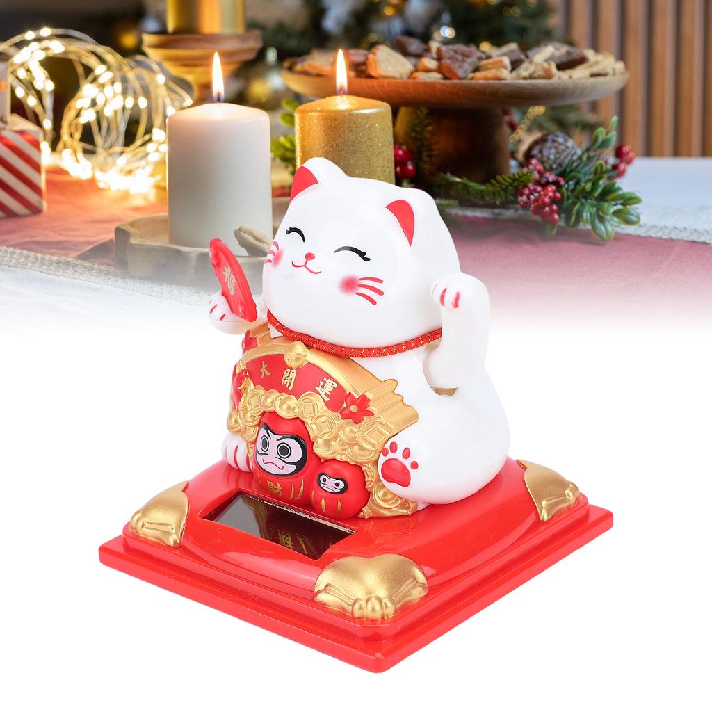 Winkende Katze Arm Solarbetrieben Lichtsensor Reichtum Begrüßend Glückskatze Dekoration für Zuhause Auto Armaturenbrett Einzugsgeschenk