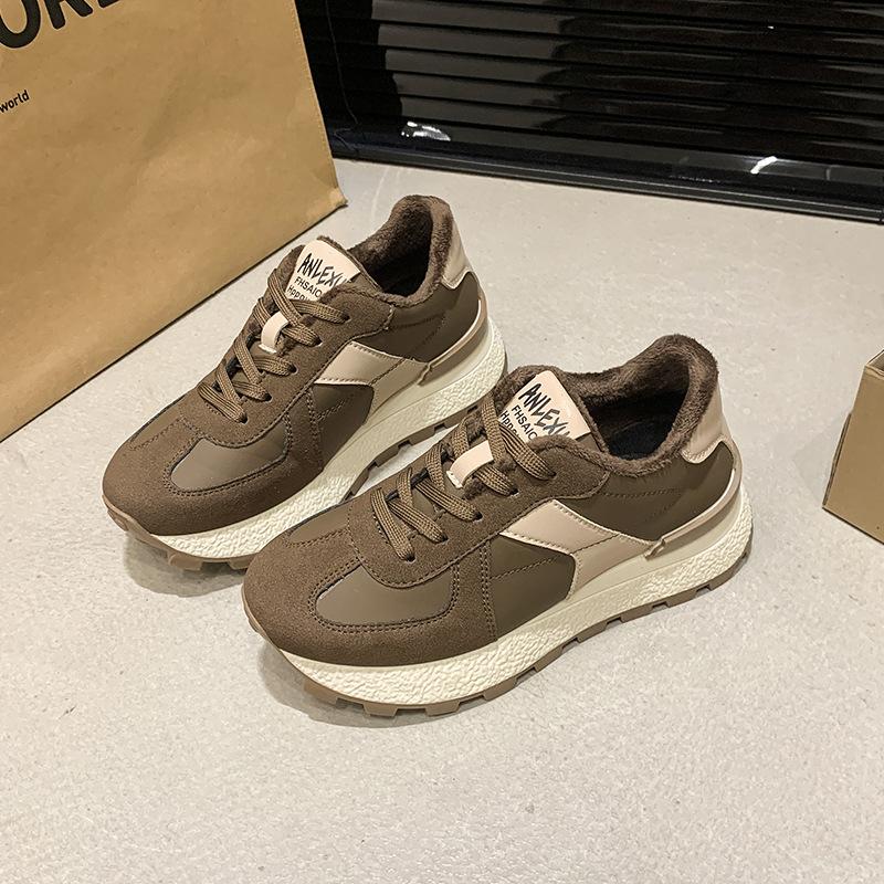 

Женские кроссовки Forrest Gump 2025 зима новые бархатные теплые хлопковые туфли на высокой толстой подошве нескользящие папины кроссовки 40