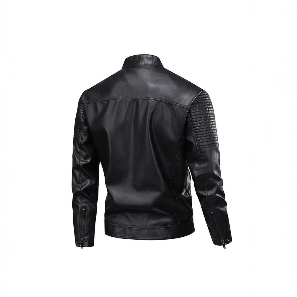 European size new men's stand-up collar leather jacket slim leather jacket locomotive men's jacket youth stand-up collar PU jacket