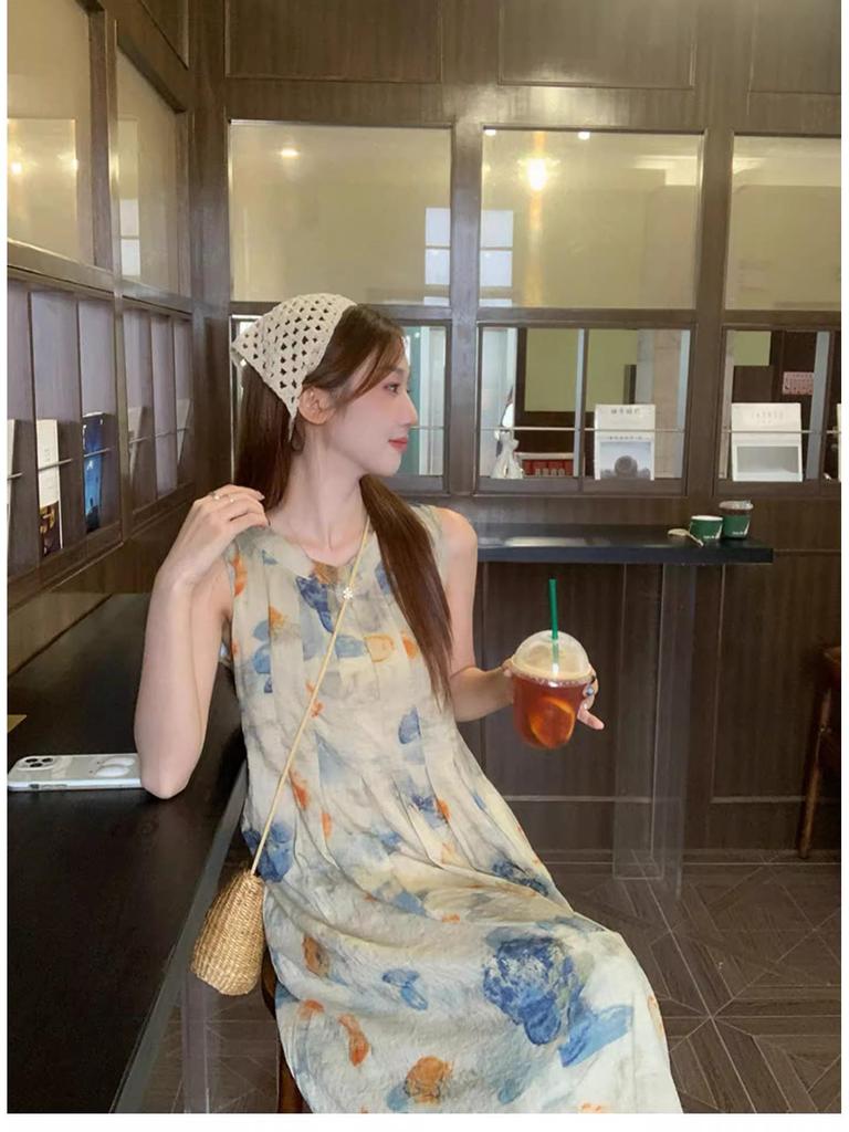 Ink Wash Painting Vest Dress - Retro Artistic Style for 2026 Spring/Summer Collection