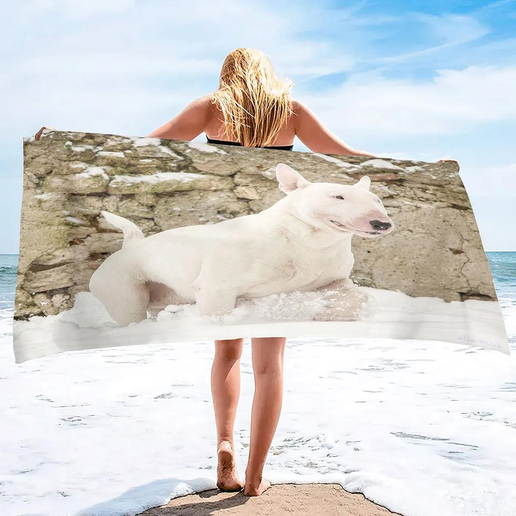 Bull Terrier Print Large Beach Towel for Bath Travel Outdoors Lightweight Soft Towels Super Absorbent Sandproof Quick Dry Towel