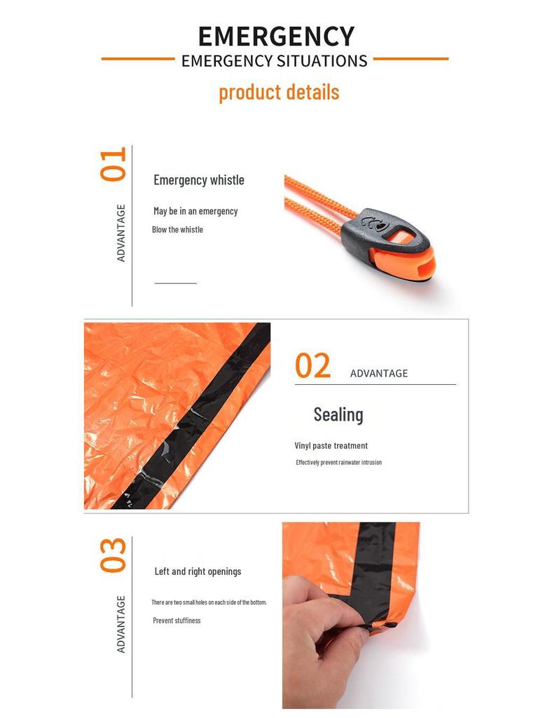Orange Emergency Aluminum Sleeping Bag with Storage – Cold Protection & Disaster Relief