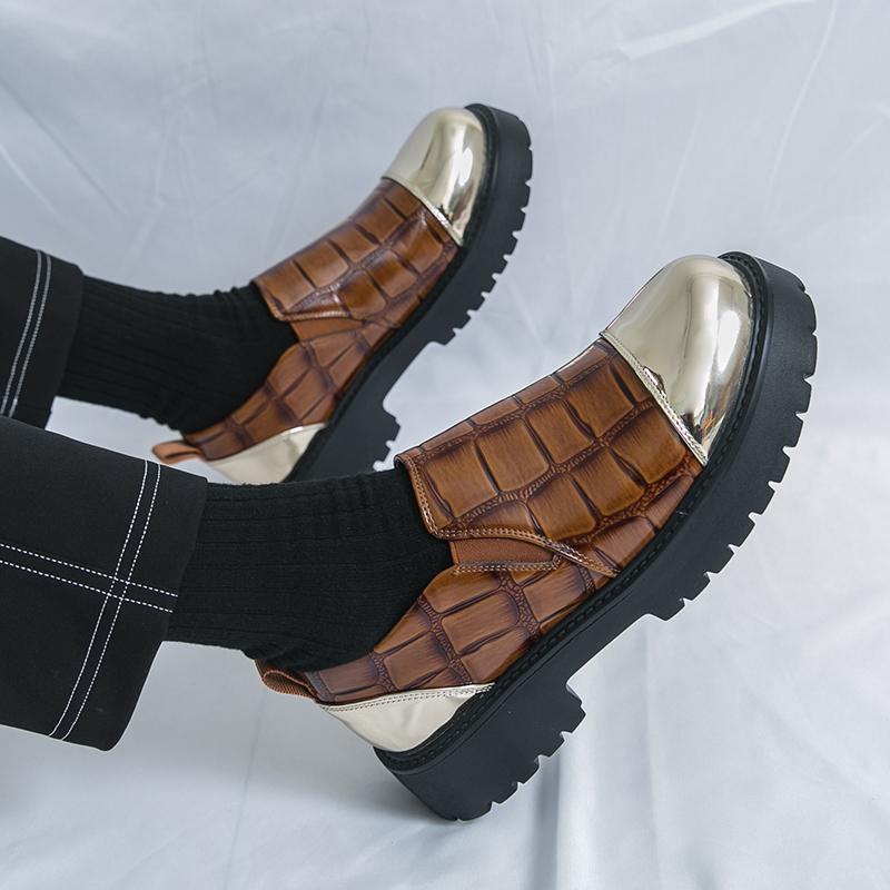 Fashion New Thick soled Leather Shoes Trendy men's British style Fashion Party Outdoor street walking Plus Size 38-46 Shoes Hot