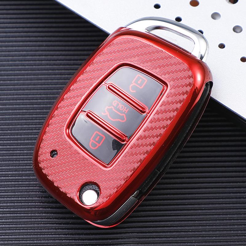 Hyundai Key Cover for Elantra, Mistra, Ix25, Tucson, Sonata 9 - Car Key Case with Shell and Buckle