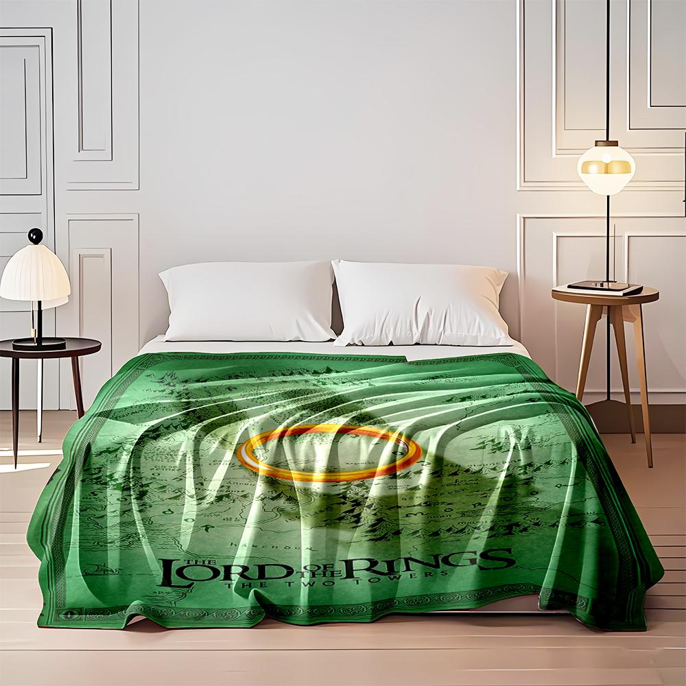 The Lord of the Rings Map with Golden Ring Flannel blanket for bedroom, living room, sofa, and nap sofas