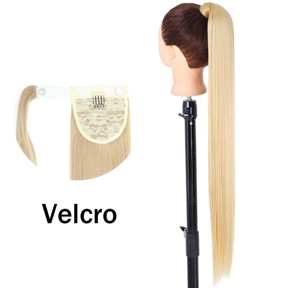 XINRAN Peluca de Cola de Caballo Recta Super Larga para Mujer Colorida Lazo Velcro Extensiones de Cabello Sintético Resistente al Calor Cola de Caballo