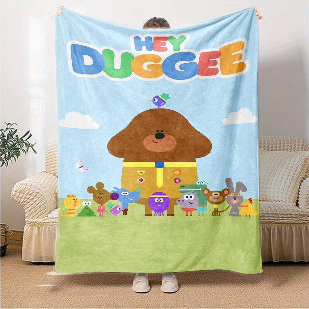 Hey Duggee Theme Printed Blanket - Perfect for Couch, Bed, Travel & Outdoor Use | Machine Washable, Cozy & Durable.