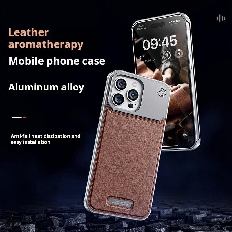 Luxury Leather Metal Phone Case For iPhone 16 15 14 13 Pro Max Shell For Magsafe Magnetic Wireless Charging Aluminum Alloy Phone Cover