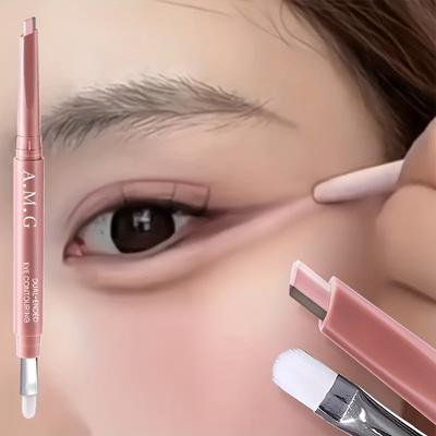 Fard de Ochi și Iluminator cu Capete Duble - Eyeliner Lichid Glitter Maro Roz pentru Începători, Instrument de Machiaj Neted pentru Pungi Sub Ochi și Mărirea Ochilor