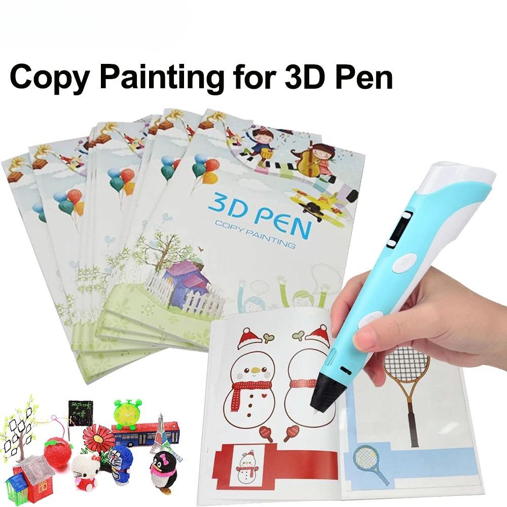 Drawing Book for 3D Printing Pen Reusable Colorful 40 8 Patterns Thick Paper Clear Plate Painting Template for 3D Pen Kid Gifts