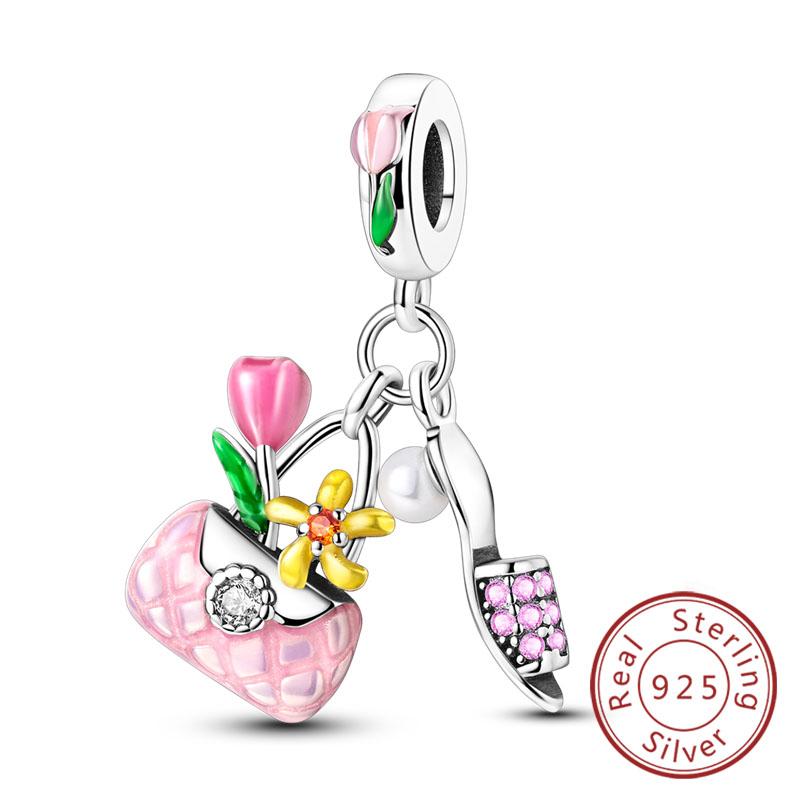 Original Copper Charm Bead Mother'S Day Love Heart Family Charm Bead Pendant Fits Bracelet Womens Jewelry Gifts