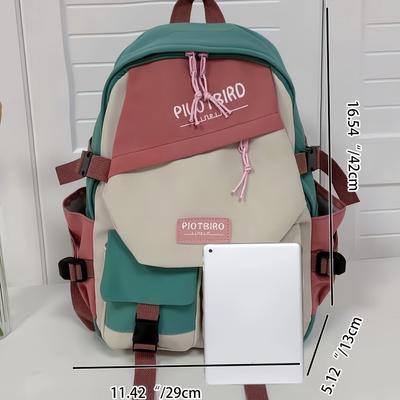 Trendy Aesthetic Color Contrast Backpack Large Capacity Flap Closure for School & Travel Perfect Bookbag for Students Back To School