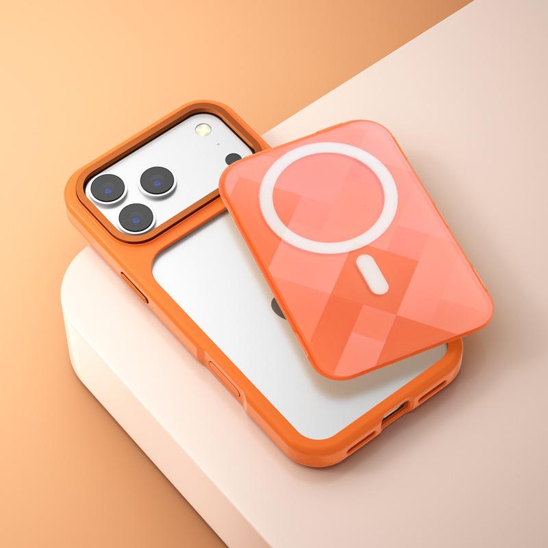 Applicable To iPhone18 Pro Replaceable Back Plate Mobile Phone Case with Ai Button Apple 17 Diamond Pattern Magnetic Mobile Phone Case