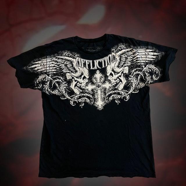 Baibao QIQI Vlooienmarkt Affliction T-shirt Man Y2K Vintage Jongen Straatmode Gotisch Oversized Korte Mouwen Top M