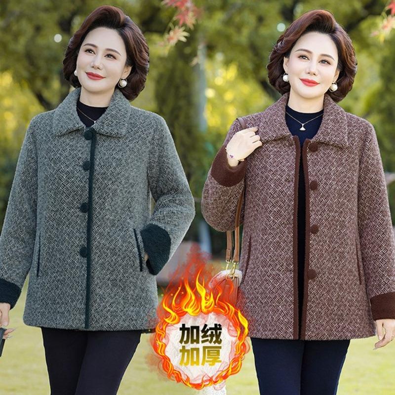 High-end autumn and winter mink jacket woolen coat new medium-sized women's fleece and thicker