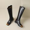 Women's Low Heel Boots Autumn and Winter New High Quality Thick Heel Cowhide Boots Comfortable Breathable Large Size Boots