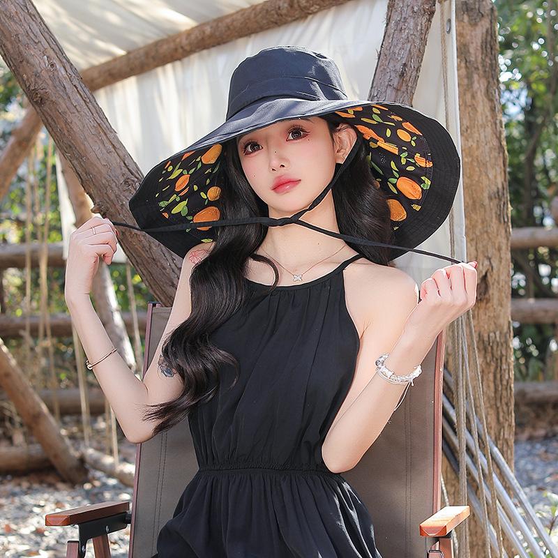 Bucket Hat Women Plus Large Eaves Sunshade Double-Sided Sun Protection Hat Casual Simple Travel Uv Protection Hat