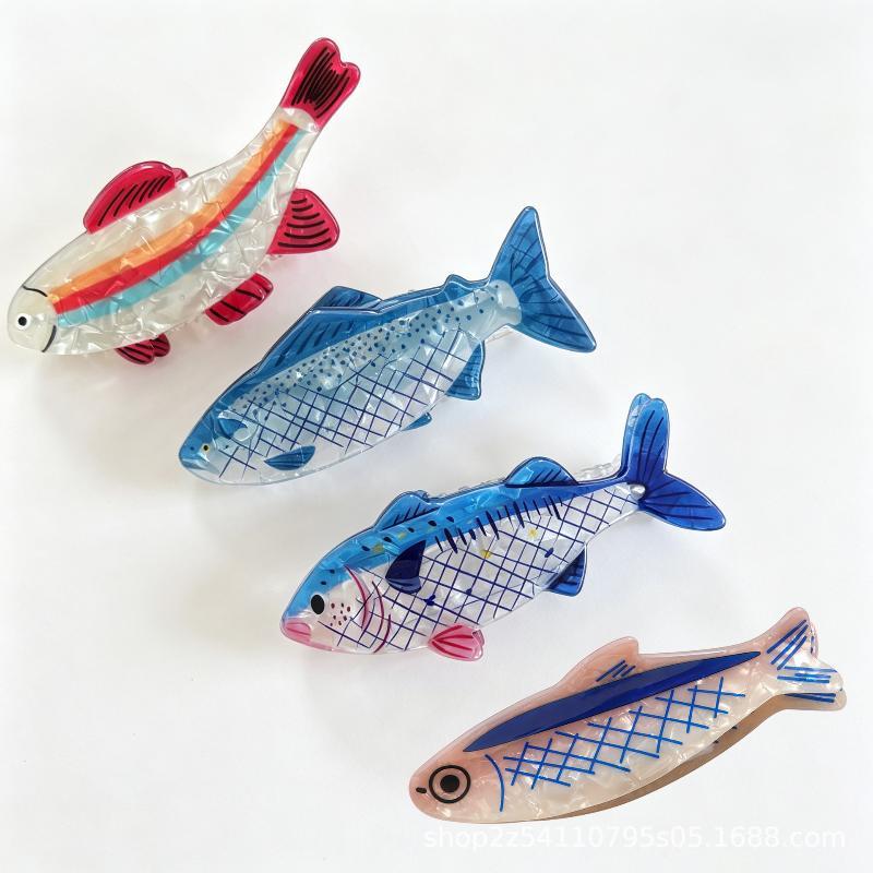 Acrylic Fish Hair Claw Clip Non Slip No Hair Damage Comfortable Grip Fits Thick Thin All Hair Types Women