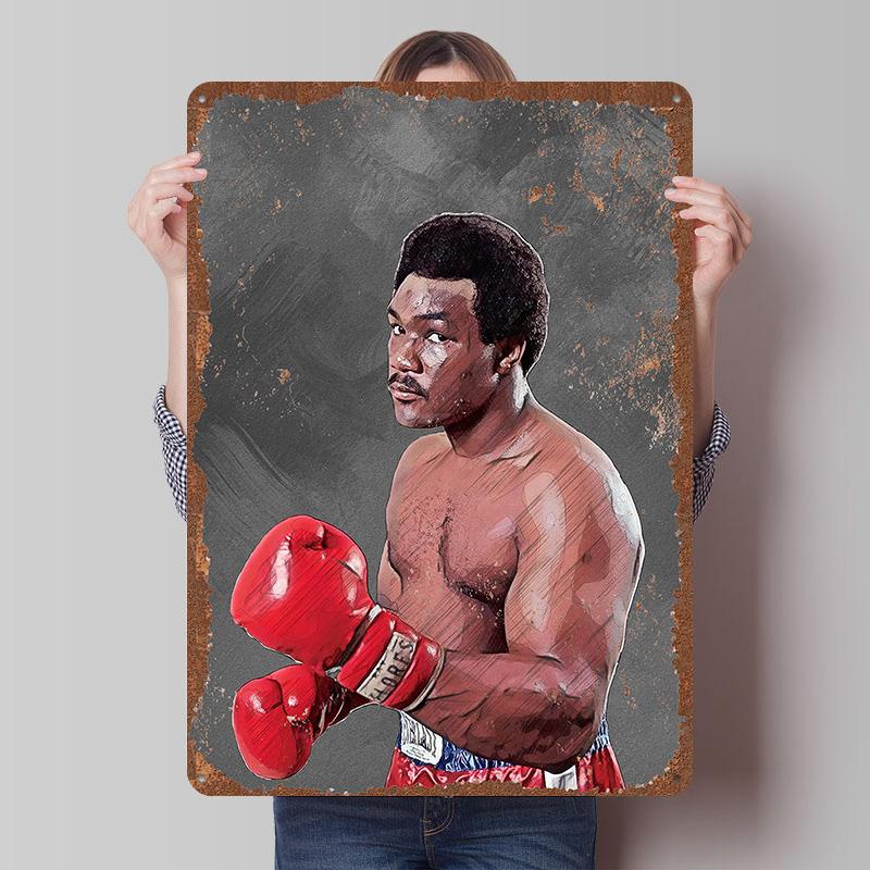 George Foreman Boxer Metal Posters Custom Vintage Metal Signs Wall Art Tin Plaque for Man Cave Bar Accessories Home Decoration