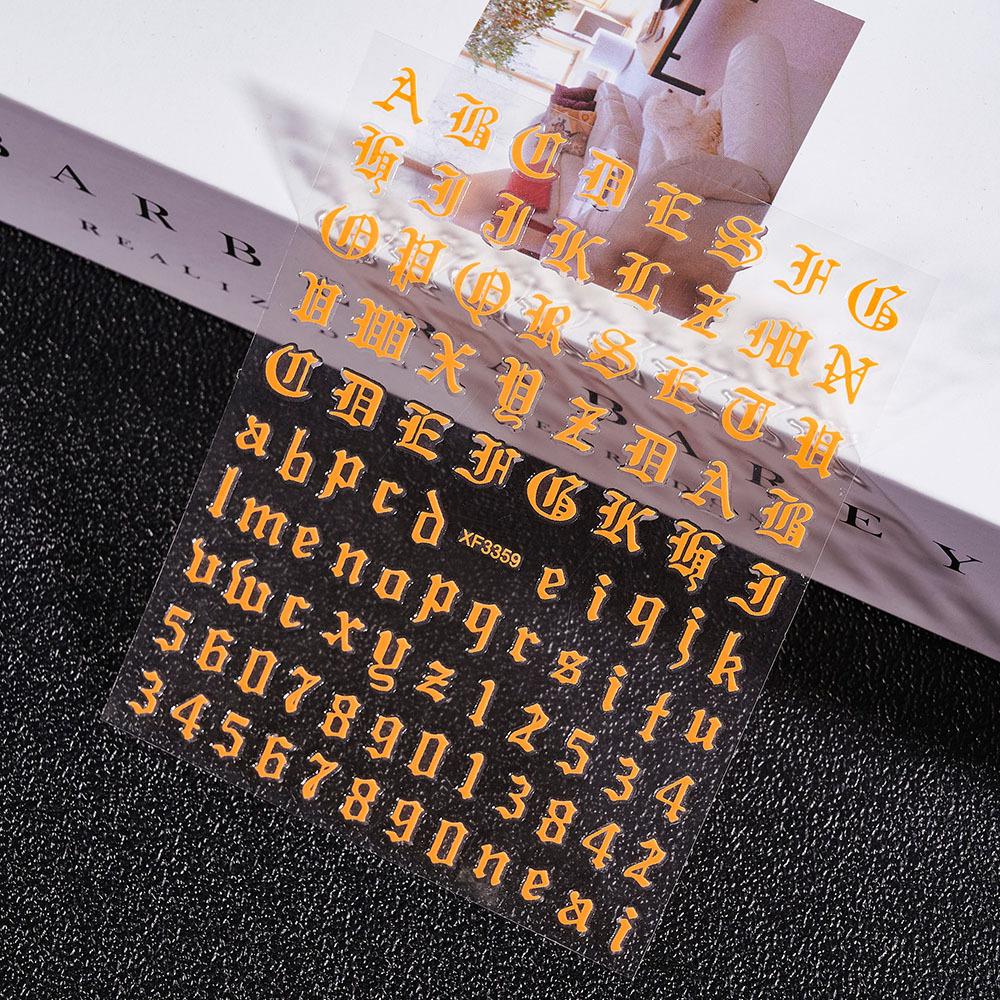 3D Adhesive-Backed Letter Manicure Decorative Sticker Fluorescent Yellow-Green Self-Adhesive Plastic Self-Adhesive Nail Sticker Nude