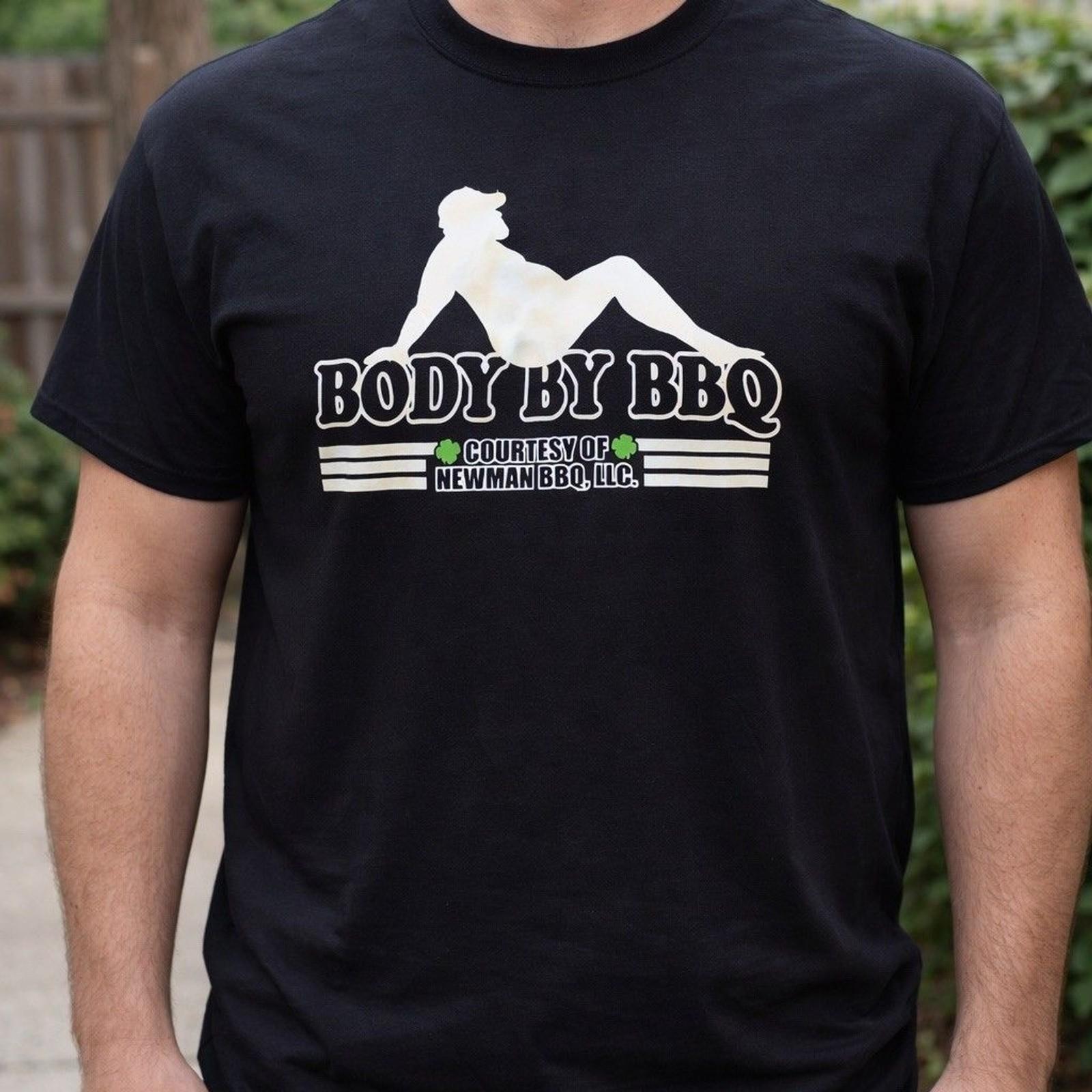 Body By BBQ Mens T-Shirt Size L Black Newman BBQ LLC Graphic Print Gildan XL