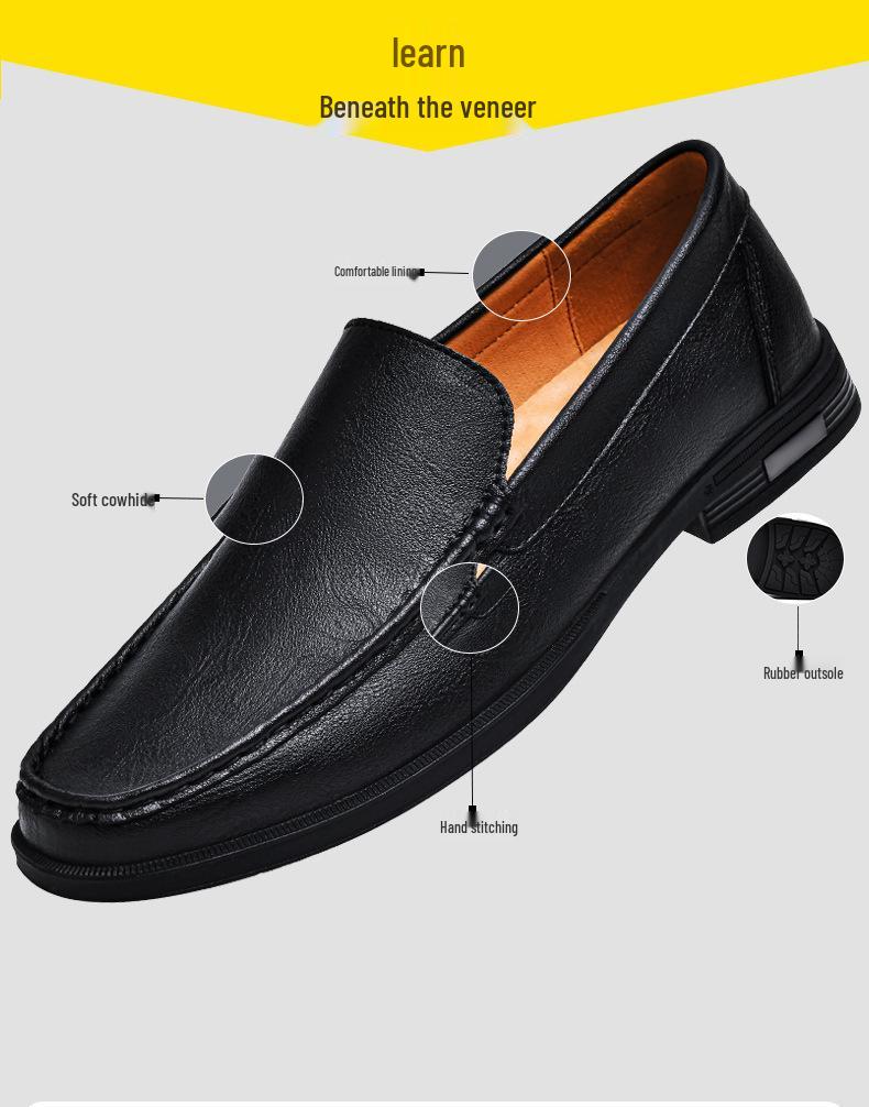 Men's Plus Size Summer Cowhide Casual Loafers - Slip-On Leather Driving Shoes