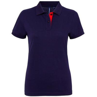 Camisa polo feminina/senhora de manga curta contrastante
