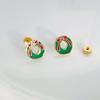 Elegant Green Bow Wreath Spiral Stud Earrings - Compact and Unique Christmas Collection
