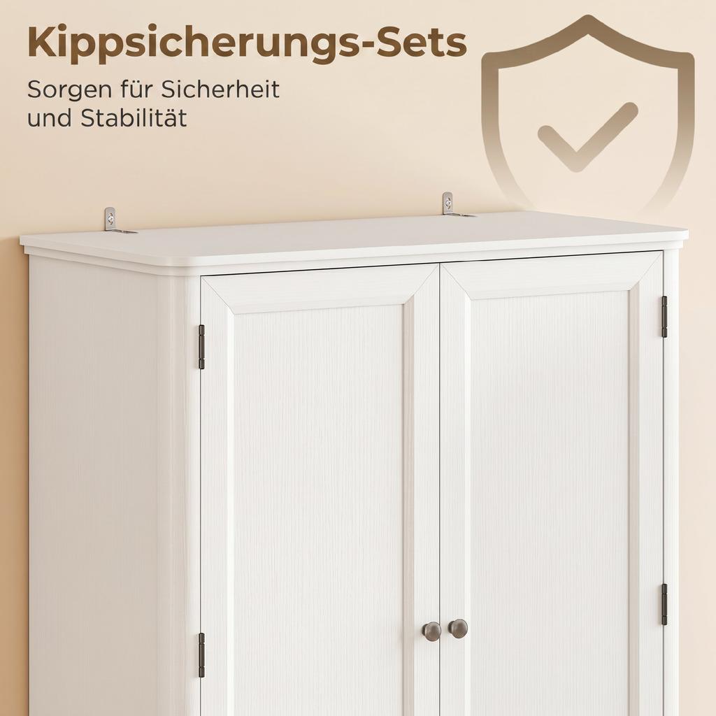 Küchenschrank mit 4 Türen, Schublade und verstellbaren Regalen für die Küche, 80 x 39,5 x 186,4 cm Weiß