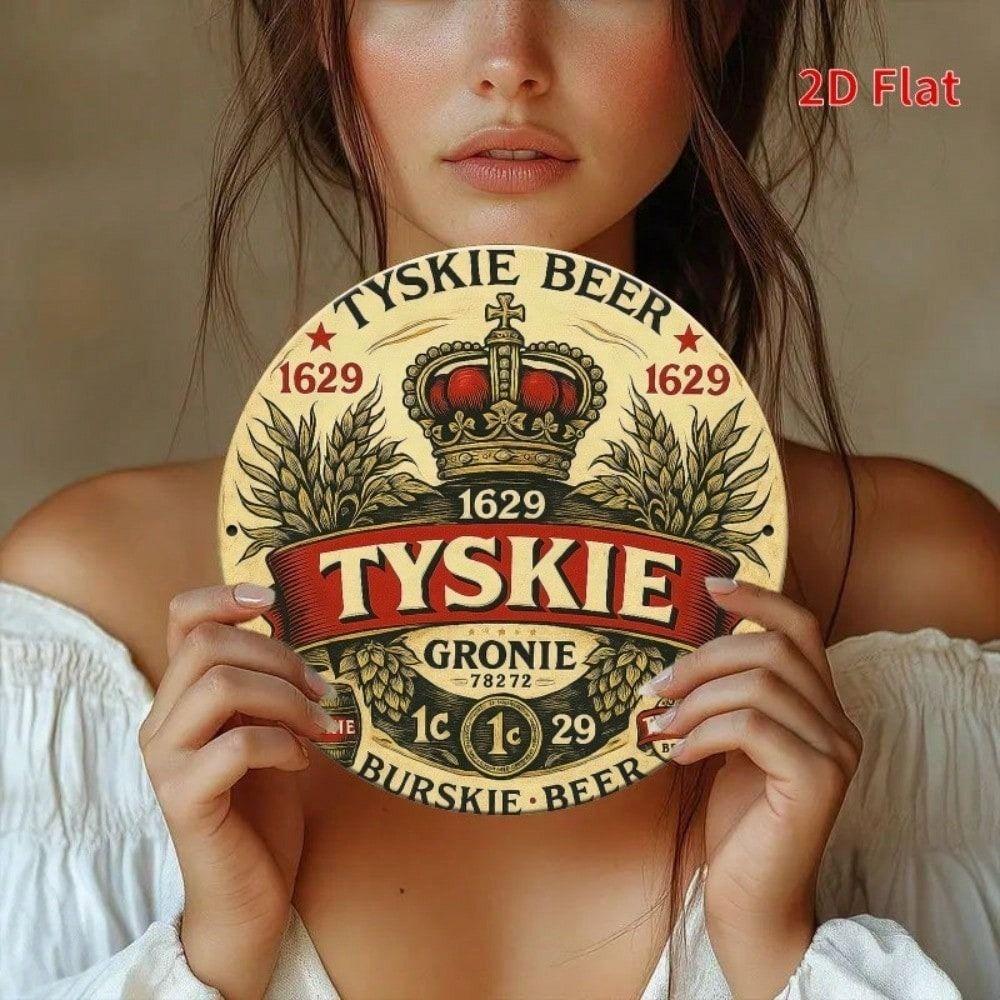 Metal Poster Retro Beer Sign Tyskie Crown 20x20 cm Vintage Pub Wall Decor for Home Bar