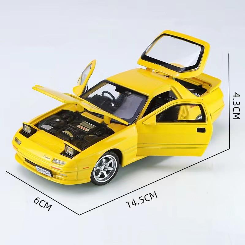 1/32 Scale Mazda RX7 FC INITIAL D Alloy Car Model Diecasts Metal Toy Vehicle Sound and Light Car Toys for Boy Children Gift