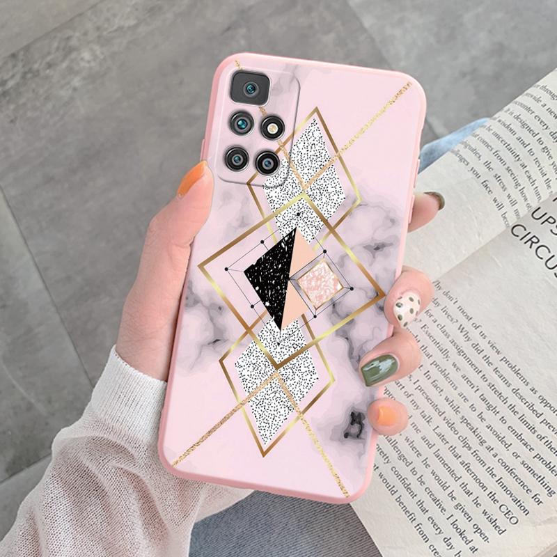 Marble Pattern Phone Case For Redmi 10 Redmi10 Protective Cover Case Pink Gold Marble Soft Silicone Funda For Xiaomi Redmi 10