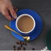 Matte Ceramic Coffee Cup and Saucer Set with Fat Handle