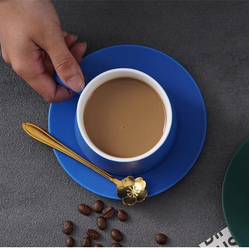 Matte Ceramic Coffee Cup and Saucer Set with Fat Handle