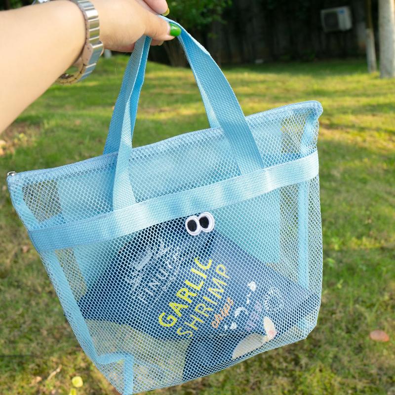 Large Portable Storage Bag For Seaside Vacation Mesh Handbag For Swimming And Fitness Portable Storage Bag For Toiletries
