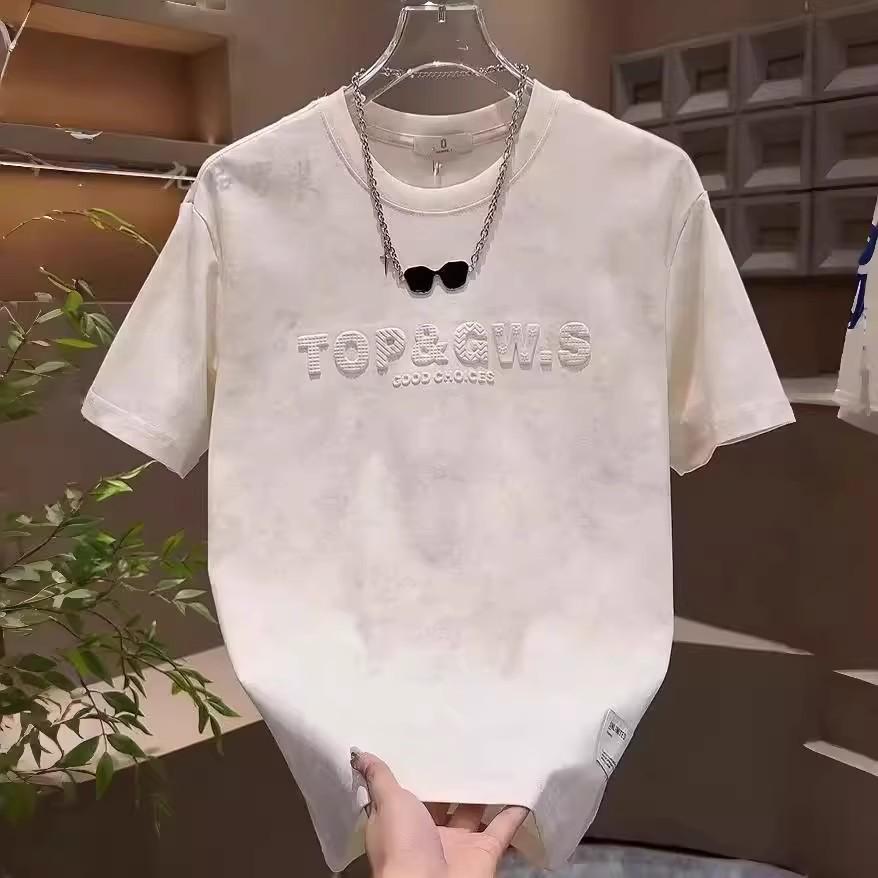 2025 Trendiges lockeres Herren-Kurzarm-T-Shirt mit Buchstabenprint, Rundhalsausschnitt, Sommerlich lässiges vielseitiges Oberteil