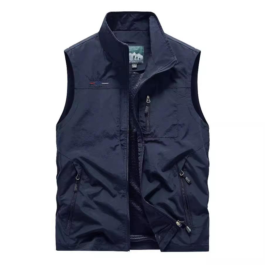 Men's Spring Autumn Multi-Pocket Vest Casual Outdoor Quick-Dry Sports Work Gilet Plus Size Waistcoat with Pockets